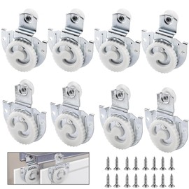Closet Sliding Door Track Kit, Sliding Closet Door Hardware Rollers Wardrobe Adjustable Door Hooks with 8 Screws to Allow Wardrobe Cabinet to Slide Smoothly and Quietly (8)