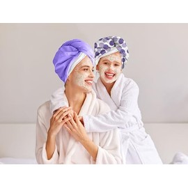 Gorro Ducha Toalla Mujer Ligera Elástico Secar Acondicionar Cabello Todo Tipo Cómoda Fácil Usar Lavanda
