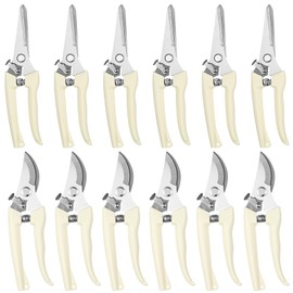 12 Pcs Garden Shears Flower Scissors Pruning Shears Floral Garden Clippers Hand Pruners Branch Cutter Gardening Tools for Plants Cutting, Trimming, Fruits Picking(Bypass, Straight)