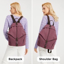 KONO Backpack Canvas Daypack Women's Backpacks Vintage Shoulder Bag Large Shoulder Backpacks Travel Bag for Travel Outdoor School, red, Daypack Backpacks