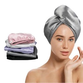 Microfiber Hair Towel Wrap - Elegant Silver Color -Highly Absorbent, Soft & Silky Smooth- Gently Dries Your Hair, Anti-Frizz -Healthy Hair