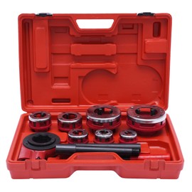 CRYBY Hand Ratchet Pipe Threader Kit, Manual Plumber Pipe Threading Set Ratcheting Pipe Threading Tool with Storage Case, Plumbing Reversing Knob Tool for Threading Metal and PVC Pipes, 7 Dies