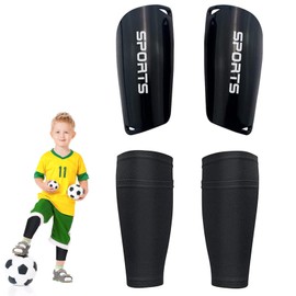 KEUGT Football Shin Pads, Shin Pads, Children's Football with Ankle Protection, Teenagers Football Shin Guards, Slip-In Calf Sleeves for Boys and Girls, Protective Socks Set