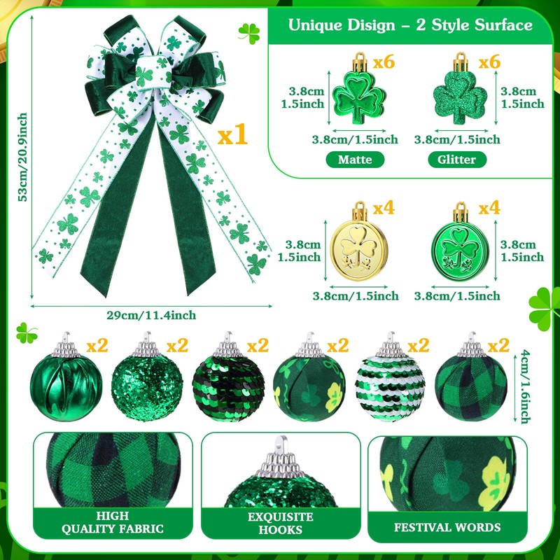 Halfchet St. Patricks Day Tree Ornaments Decorations St Patrick's Day