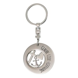 1 x Keyring Faith, Love, Hope, Metal, Matt, Height 10 cm, Gift, silver
