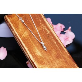 Kaguyo Jewellery Set for Women - Rose Gold Plated 925 Sterling Silver 3D Cute Cat Pendant Necklace with Small Tiny Cat Earrings for Women and Girls Kid(F1581R) (silver cat Jewelry Set)