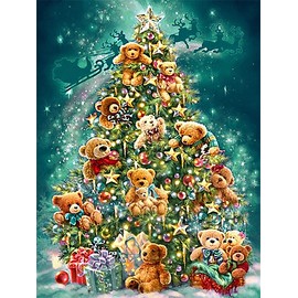 Diamond Painting Kits with Tools, Meecaa Christmas Tree Bear Gift DIY 5D Full Drill Cross Stitch Diamond Mosaic Art Crafts 30x40cm (Christmas Tree)