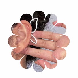 Allereyae Vintage Crystal Butterfly Wing Ear Cuff Earrings Wing Ear Climber Earrings Silver Cz Wing Wrap Around Earrings Butterfly Wing Ear Clip Earrings Jewelry for Women (Right)