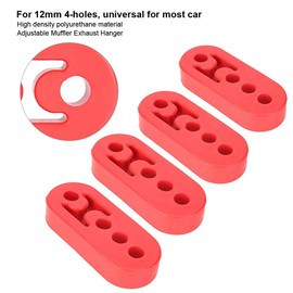 Suuonee Exhaust Muffler Hanger, 4pcs Universal 4-holes 12mm Polyurethane Adjustable Muffler Exhaust Hanger Red