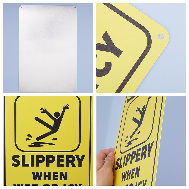 GLOBLELAND Caution Slippery When Wet or Icy Sign 20x30 cm