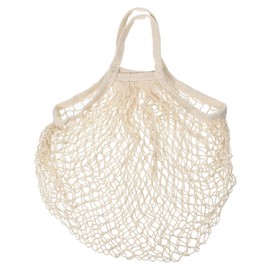 sourcing map Cotton Mesh Bag, 15x13.8 Reusable Washable Mesh Net String Grocery Bags Organizer for Fruits Vegetables Shopping Beige White