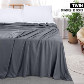 Utopia Bedding Flat Sheet - Soft Brushed Microfiber Fabric - Shrinkage & Fade Resistant Top Sheet - Easy Care - 1 Flat Sheet Only (Twin, Grey)