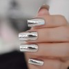 CoolNail Shiny Silver Metallic Long False Nail Tips Punk Metal