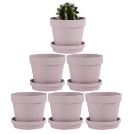 Yishang 6-Pack Large Terracotta Planter, 4.6'' Clay Ceramic Pottery, Drain Hole, for Plants, Cactus, Succulent, Indoor Outdoor Usage, Purple