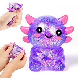 Squishy Axolotl Stress Balls for Adults and Kids, Cute Malt Sugar Filled Sensory Fidget Toy, Animal Stress Relief Axolotl Toys, Stretchy Squeeze Toys for Birthday Party Gift and Christmas (Purple)