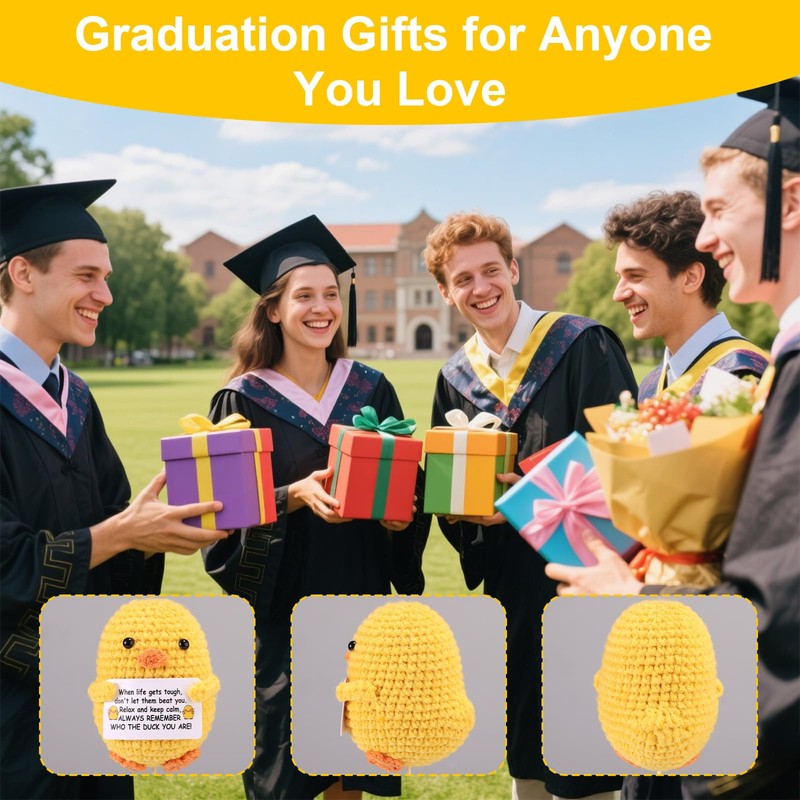 TOYMIS Positive Häkelente, Häkelente mit Ermutigungskarte Emotionale Aufmunterung Positives Unterstützungstier