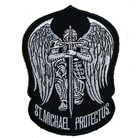 St. Saint Michael Protect Us Embroidered Morale Patch Tactical Military Army Operator Patches with Hook and Loop Fasteners Backing 3.54 x 4.72 inches