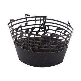 50Pcs Music Notes Cupcake Topper Wrappers,Cupcake Papper Wrapper,Musical Notes Musical Symbols Hollow Out Wedding Birthday Party Decoration Supplies(black)