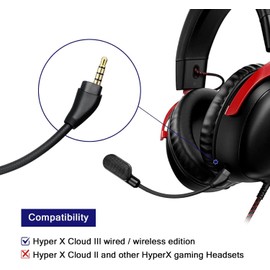 sciuU Replacement Microphone Compatible with HyperX Cloud III Wired & Wireless Headsets – Detachable Noise-Cancelling Mic with LED Mute Indicator for Clear Gaming Voice Chat