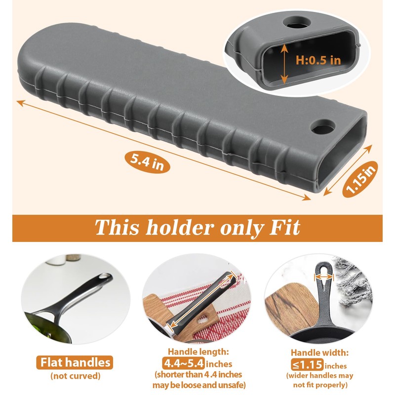 Webake Cast Iron Handle Cover, Silicone Hot Handle Cover Holder