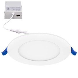 Maxxima 4 in. 5 CCT Ultra Thin Recessed LED Downlight - 5 Color Temperature Selectable 2700K/3000K/3500K/4000K/5000K, 750 Lumens, Slim Canless, IC Rated, Dimmable Ceiling Light, J-Box Included