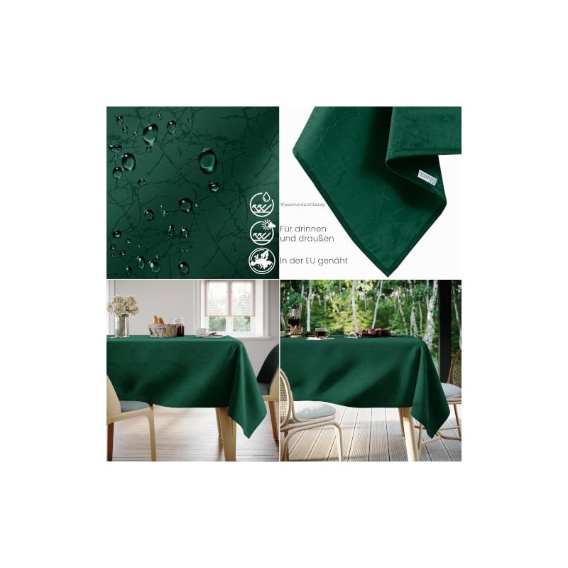 Filumi Tablecloth 120 x 160 cm Dark Green Washable for