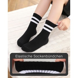 Kyopp 5 Pairs of Children's Socks Boys and Girls Ankle Socks Breathable Sneaker Striped Crew Socks, black, 38 - 42