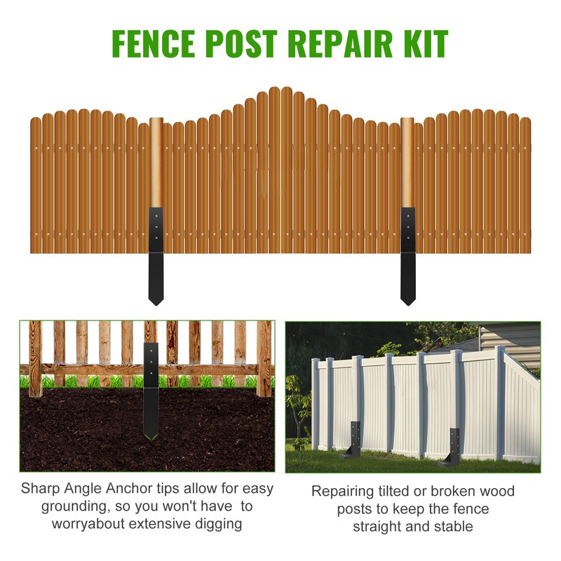 ATCWF 4-Pack 3.74" Width Fence Post Repair Kit, 24in Total