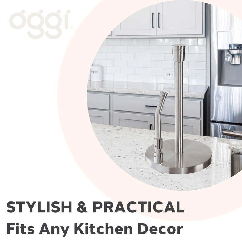 OGGI Stainless Steel Paper Towel Holder - with Tension Arm