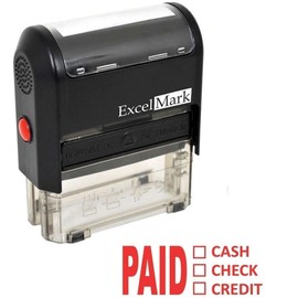 Paid Cash Check Credit - ExcelMark Self-Inking Rubber Stamp - A1539 Red Ink