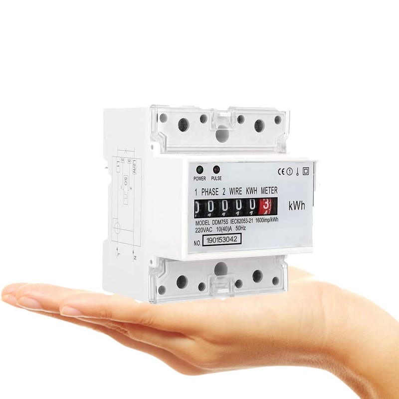 Walfront - KWh Meter Medidor eléctrico, monofásico 4P LED Din