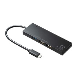 Sanwa Supply USB Hub Type-C Connection (USB 3.1/3.0 x 1 Port/USB 2.0 x 2 Ports/SD Card and TF Card Reader) Black USB-3TCHC16BK