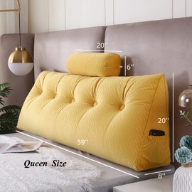 Gpround Wedge Headboard Pillows + Head Roll Pillow Bed Wedge Pillow for Headboard Large Bolster for Bed Rest Reading Pillows Backrest Pillows for Sitting in Bed