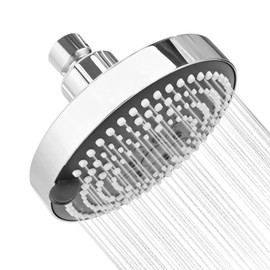 OFFO Fixed Shower Head, 6 Modes 13cm(5 inch) Waterfall Shower Head with Djustable Metal Swivel Ball Joint, for Standard G1/2 Screw Thread Pipe, Bathroom Fixed Rainfall Showerheads,Chrome