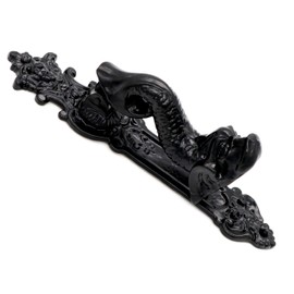 Mythrojan Black Powder Coated Embellished Front Door Artisan Made Antique Knocker