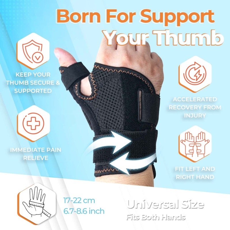 CURECARE Thumb Brace Left and Right, Reversible Thumb Splint for