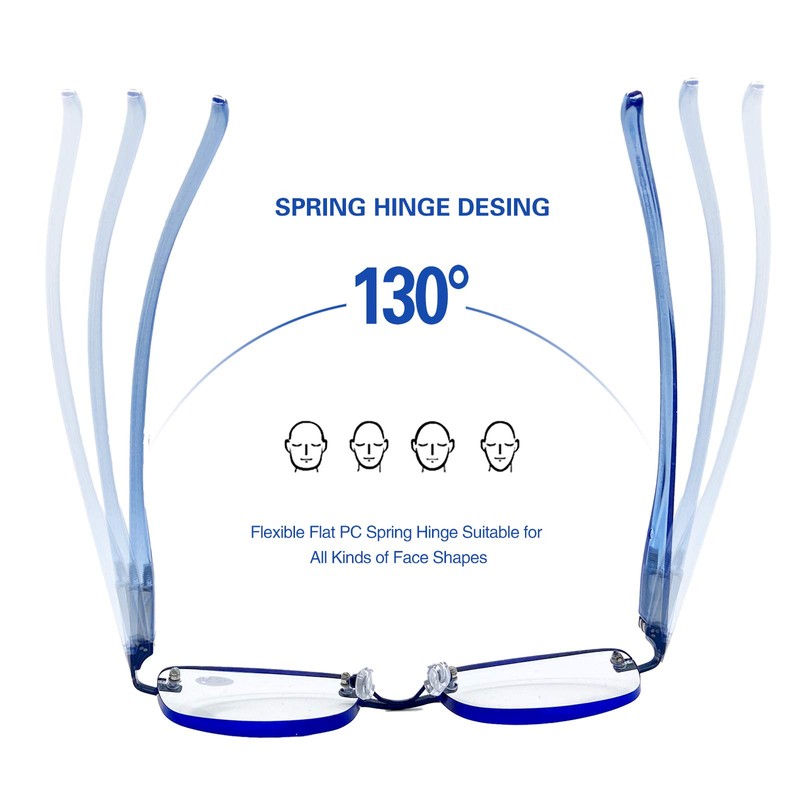 3-Pack Rimless Reading Glasses For Women, Lightweight Spring Hinge Readers,