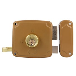 Amig - Screw-on lock DIN right with locking lever, latch and pull handle - gold steel - 85 x 95 mm - for wooden entrance and room doors