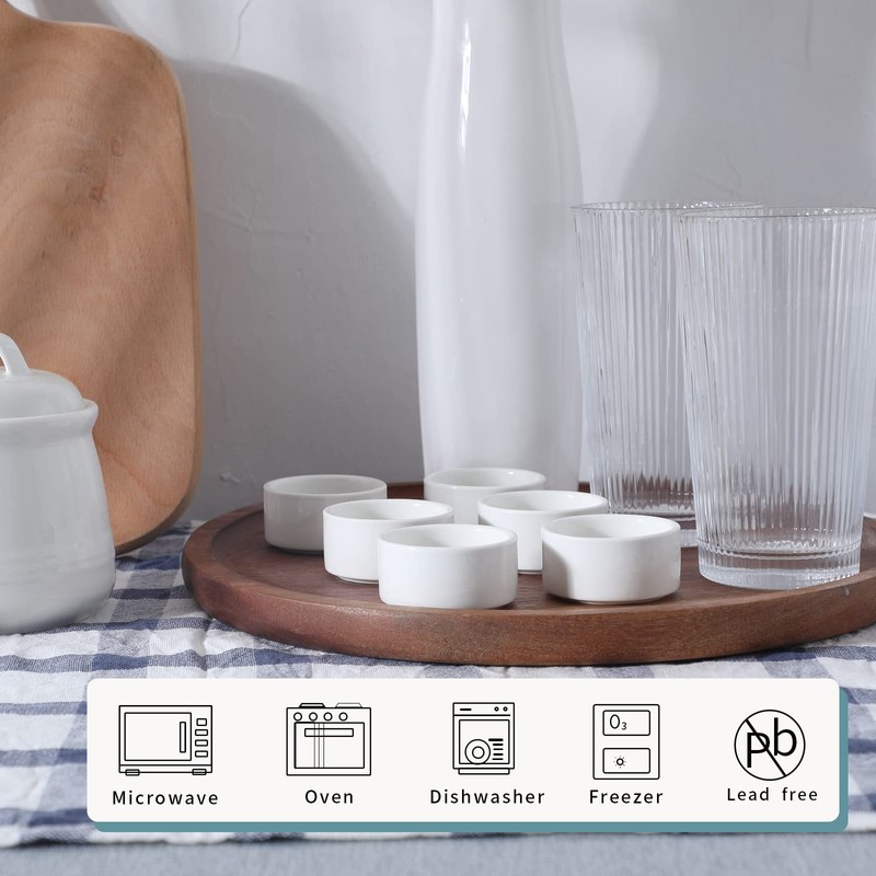 1 oz Mini Porcelain Ramekins Set of 6, Small Ceramics