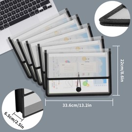 FYY Document Wallet A4, Document Folder A4 Plastic Folder with Envelope Folder Waterproof Press Stud Transparent Pocket Documents with Labels for Office, School, Home, Pack of 5