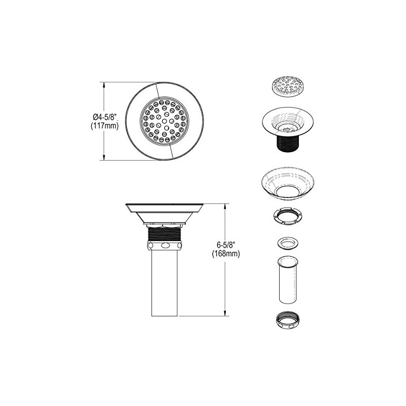 Elkay LK18B 3-1/2" Drain with Type 304 Stainless Steel Body,