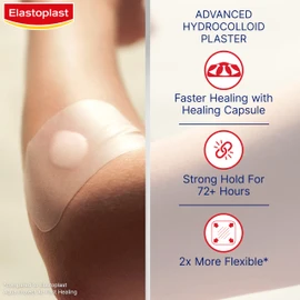 Elastoplast Second Skin Protection XL Hydrocolloid Patches, Ultra Thin and Flexible Hydrocolloid Dressings for Protection and Treatment of Superficial Wounds, Waterproof Plasters, 3 Patches