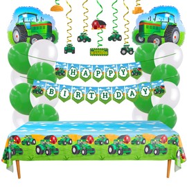 Tractor Party Decorations Pack (47 Pieces) - Tractor Birthday Party Supplies, Tractor Party Decorations, Tractor Decorations for Party, Farm Animal Party, Tractor Theme Baby Shower, Blue Orchards