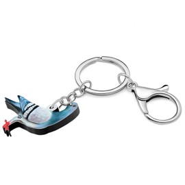 WEVENI Cute Dove Keyring Charms Acrylic Dove Key Ring Bird Jewellery for Women Girls Car Accessories (Dove A)