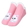 ZYZX Cat Cuddly Socks with Non-Slip Sole Winter Sherpa Fleece