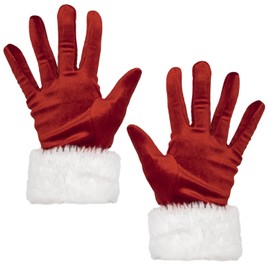 CHEERYMAGIC Christmas Gloves Santa Claus Gloves Red Gloves with White Furry Cuff Christmas Fancy Dress Party Gloves Cosplay Costume Gloves Winter Warm FullFingers Mittens Xmas Gift for Women A9JSRST