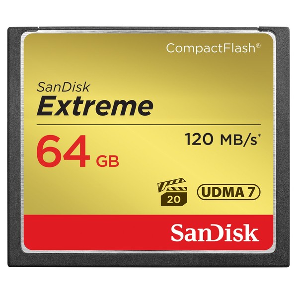 SanDisk 64GB Extreme CompactFlash Memory Card UDMA 7 Speed Up To 120MB/s - SDCFXSB-064G-G46