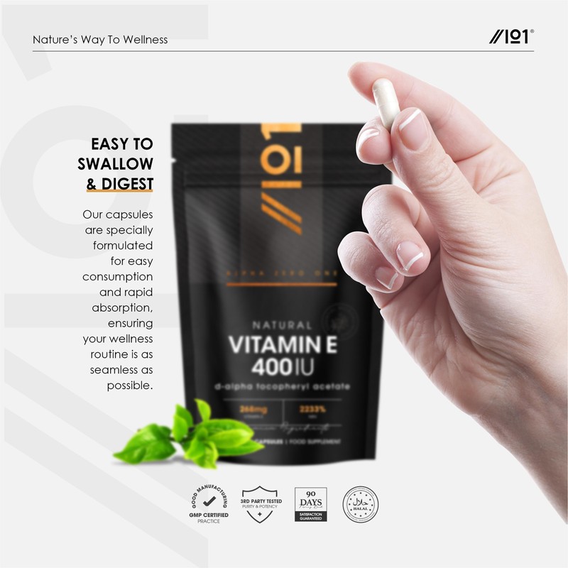 Vitamin E 400IU D-Alpha Tocopherol – 100% Natural Vitamin E