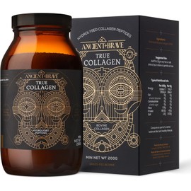 Ancient + Brave True Collagen 200g - Grass-Fed Bovine Collagen Powder - 100% Hydrolysed Collagen Peptides (Type 1) High Protein Supplements for Women - Fasting, Beauty, Keto - Skin, Hair & Nail Health