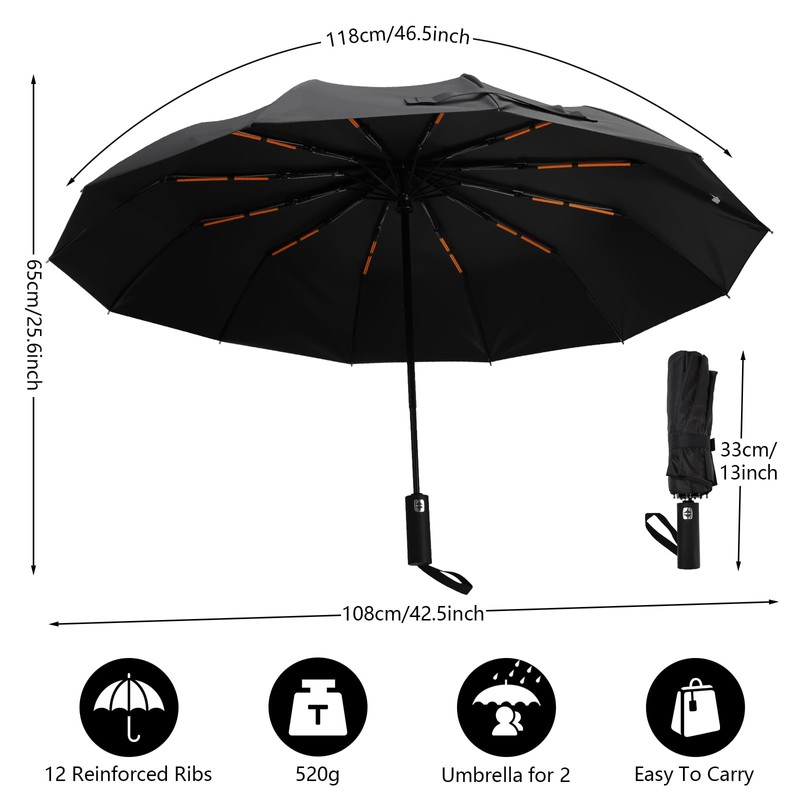 Romon Automatic Umbrella, Stormproof, Compact UV Protection, Ideal for On